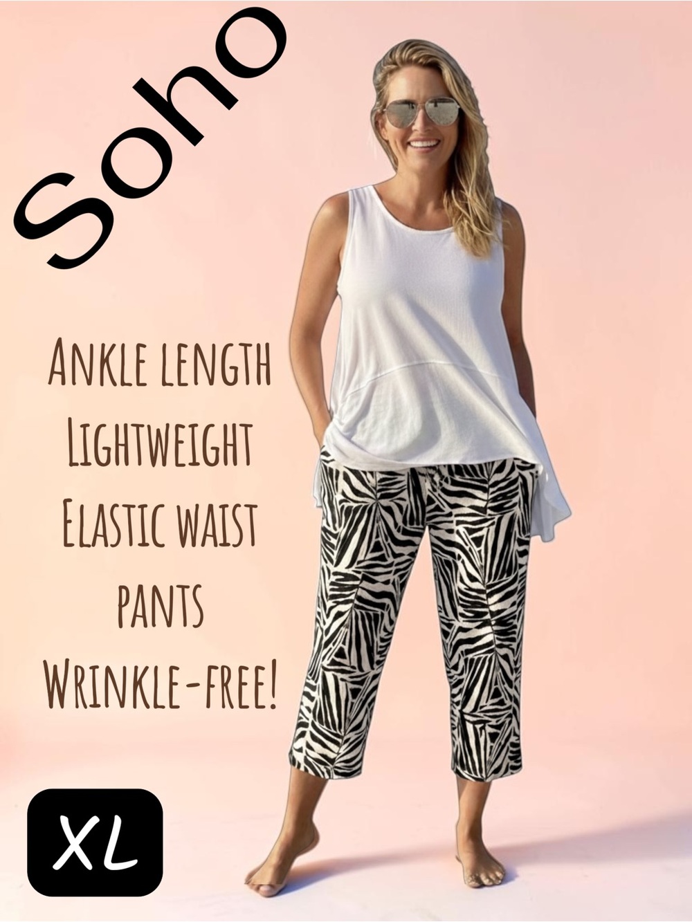 Soho Black & White Printed Ankle-Length Capris